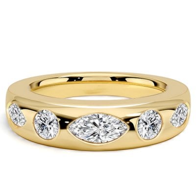 Italo Flush Setting Marquise & Round Cut Half Eternity Band For Women