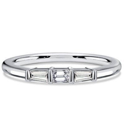 Italo Three Stone Baguette Wedding Band For Women Matching Wedding Bands