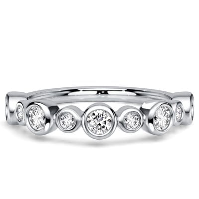 Italo Bezel Setting Round Cut Half Eternity Wedding Band For Women
