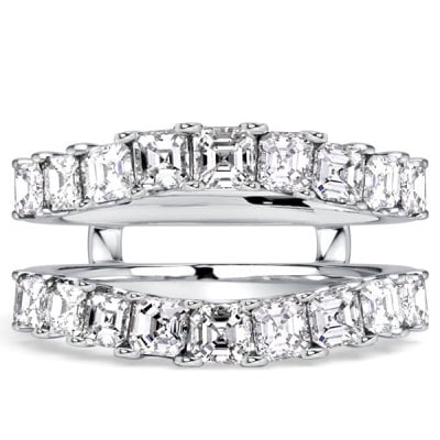 Italo Crown Asscher Cut Ring Guard Enhancer Wedding Band For Women