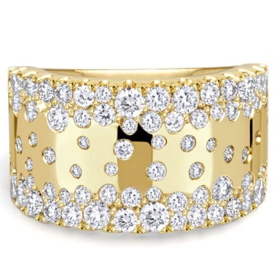 Italo Scattered Waterfall Round Cut Wide Wedding Band For Women