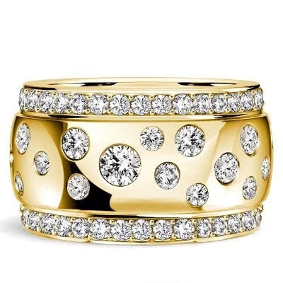 Italo Multi Row Flush Set Waterfall White Sapphire Eternity Band For Women