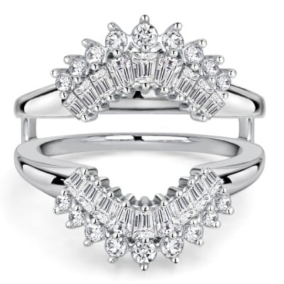 Italo Baguette & Round Cut Guard Enhancer Wedding Band For Women