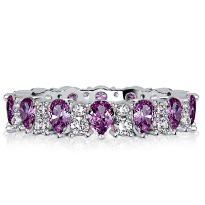 Italo Pear Cut Amethyst Eternity Wedding Band For Women