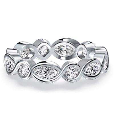 Italo Bezel Setting Marquise & Round Cut Eternity Wedding Band For Women
