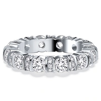 Italo Unique Bar Setting Round Cut Eternity Wedding Band For Women