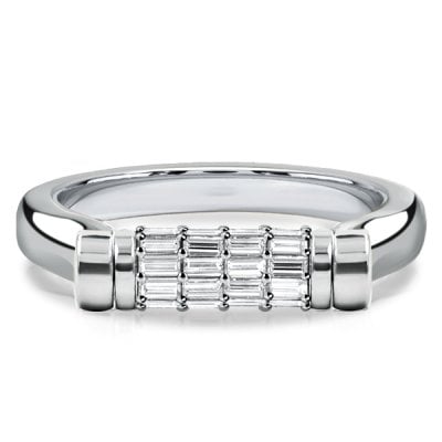 Italo Unique White Sapphire Baguette Cut Flip Ring Anniversary Band For Women