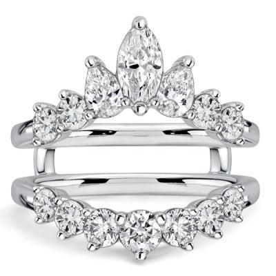 Italo Marquise & Round Cut Guard Enhancer Wedding Band For Women