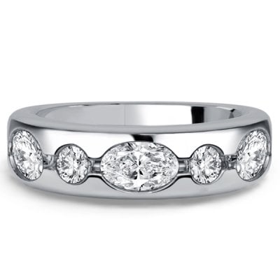 Italo Flush Set Oval & Round Cut Half Eternity Wedding Band For Women