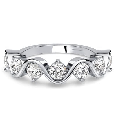 Italo Wave Half Bezel Round Cut Half Eternity Wedding Band For Women