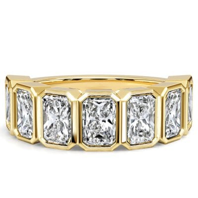 Italo Bezel Set Radiant Cut Half Eternity Wedding Band For Women