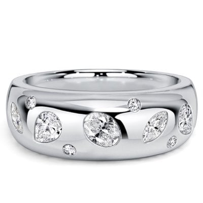 Italo Flush Set Waterfall Multi Cut Half Eternity Band For Women