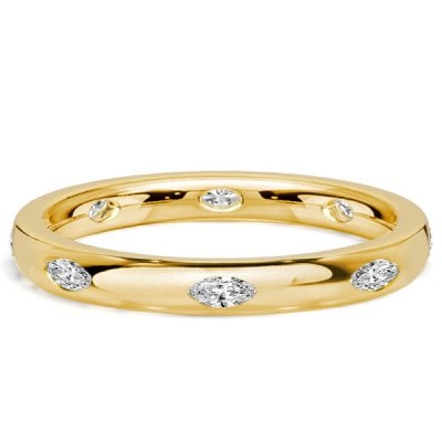 Italo Flush Setting Marquise Cut Eternity Wedding Band For Women