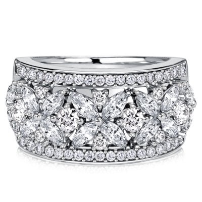 Italo Floral Filigree Marquise & Round Cut Eternity Wedding Band For Women