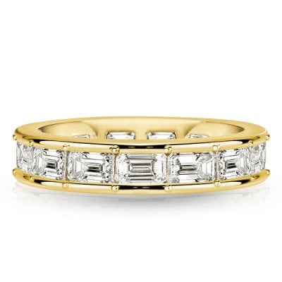 Italo Golden Channel Set Baguette Cut Eternity Wedding Band For Women