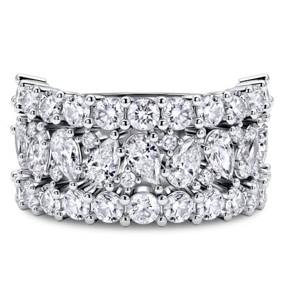 Italo Multi Row Pear & Round Cut Anniversary Band Ring For Women