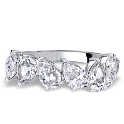 Italo 3 Prong Pear Cut Half Eternity Wedding Band For Women