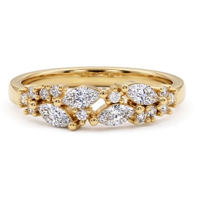Italo Floral Marquise & Round Cut Half Eternity Wedding Band For Women