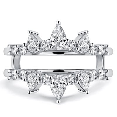 Italo Crown Pear & Round Ring Guard Enhancer Wedding Band Ring For Women