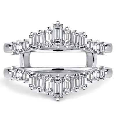 Italo Baguette Cut Ring Guard Enhancer Wedding Band Ring For Women