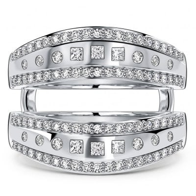 Italo Princess & Round Cut Ring Guard Enhancer Wedding Band Ring For Women