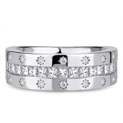 Italo Channel Set Princess Cut Half Eternity Wedding Band For Women