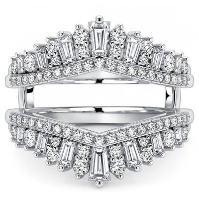 Italo Tap Baguette Cut Ring Guard Enhancer Wedding Band Ring For Women