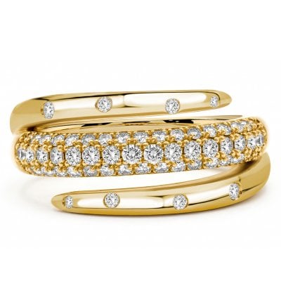 Italo Spiral Design Micro Pave Round Cut Wedding Band Ring For Women