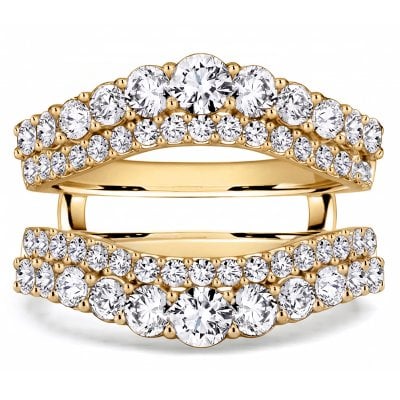 Italo Golden Crown Round Cut Ring Guard Enhancer Wedding Band Ring For Women