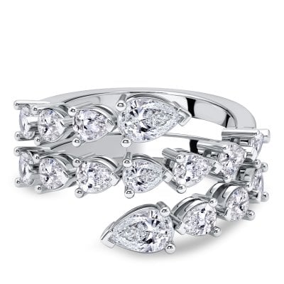 Italo Spiral Ring Toi Et Moi Pear Cut Wedding Band Ring For Women