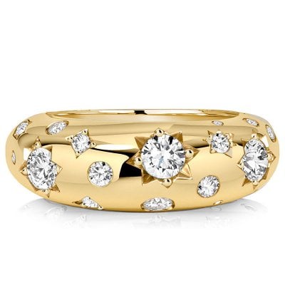 Italo Gypsy Setting Round Cut Wedding Band Ring For Women Cocktail Rings