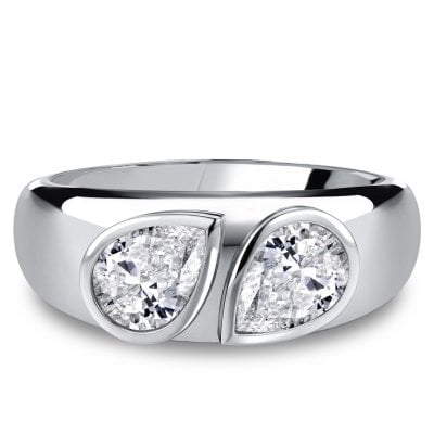 Italo Toi Et Moi Bezel Setting Pear Cut Wedding Band Ring For Women
