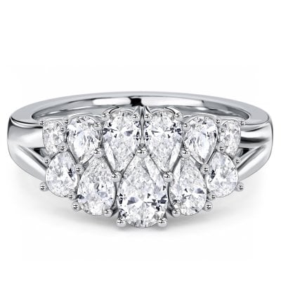 Italo Interlaced Pear Cut Half Eternity Anniversary Band Ring For Women