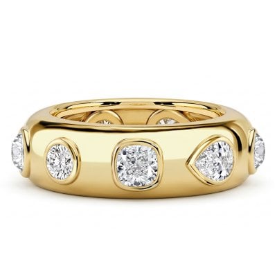 Italo Golden Bezel Setting Multi Cut Eternity Band Ring For Women Anniversary
