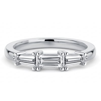 Italo Three Stone Baguette Band Ring Wedding Band For Women