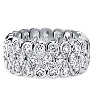 Italo Multi Row Bezel Setting Round Cut Eternity Wedding Band Ring For Women