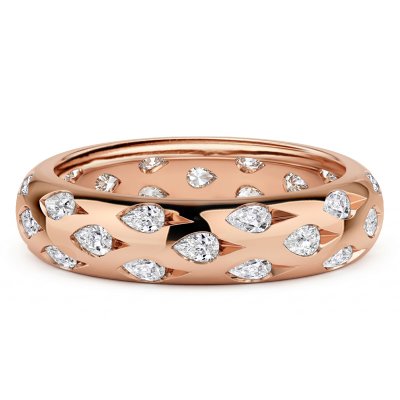 Italo East West Bezel Rose Gold Pear Cut Eternity Band Ring For Women