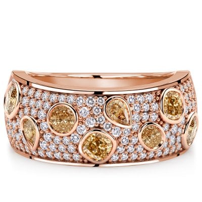 Italo Rose Gold Bezel Setting Multi Cut Champagne Half Eternity Band Ring