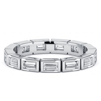 Italo Bezel Setting Baguette Cut Eternity Baguette Band Ring For Women