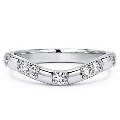 Italo 2 MM Round Cut Chevron Wedding Band Ring Matching Wedding Bands