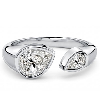 Italo Toi Et Moi Bezel Setting Pear Cut Open Band Ring For Women