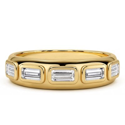 Italo Golden Five Stone Bezel Setting Baguette Band Band Ring For Women