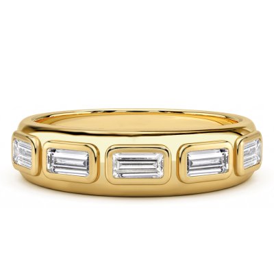 Italo Golden Bezel Setting Baguette Band Eternity Band Ring For Women