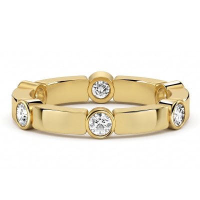 Italo Golden Bezel Setting Stepping Stones Eternity Band Ring For Women