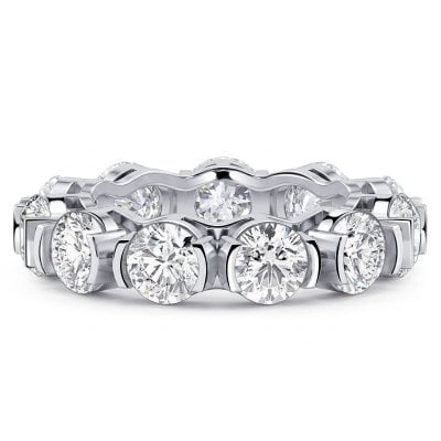 Italo Half Bezel Round Cut Eternity Wedding Band Ring For Women