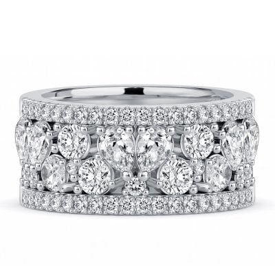 Italo Brilliant Multi Row Pear Cut Half Eternity Band Ring For Women Anniversary