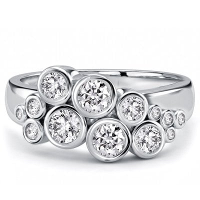 Italo Bezel Set Waterfall Round Cut Anniversary Band Ring For Women