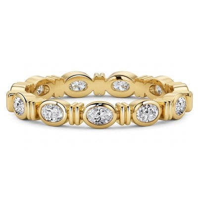 Italo Golden East West Bezel Setting Oval Cut Eternity Wedding Band For Women