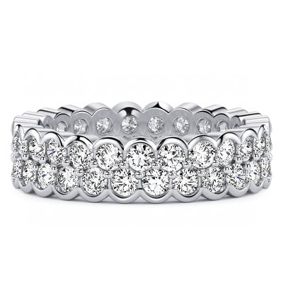 Italo Bezel Setting Multi Row Round Cut Eternity Wedding Band For Women