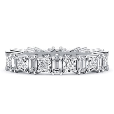 Italo Emerald & Cushion Cut Eternity Band For Women